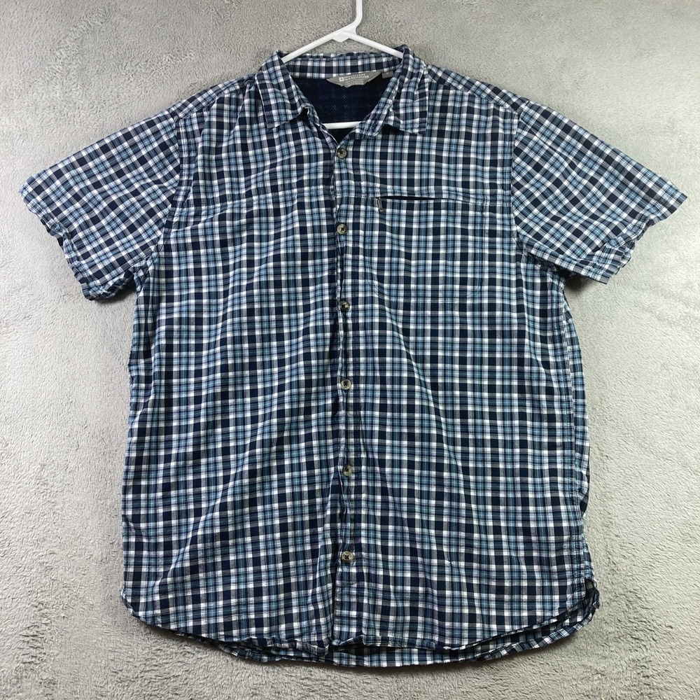 Mountain Warehouse Shirt Adult Medium Blue Plaid Button Up SS Pocket Casual Men